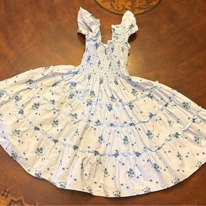 Hill House Light Blue Floral Smocked Tiered Girls' Dress